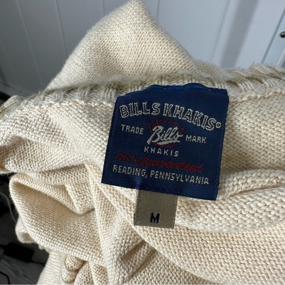 BILLS KHAKIS Men’s Cream Cotton Crewneck Sweater Medium Made in USA - Picture 4 of 5